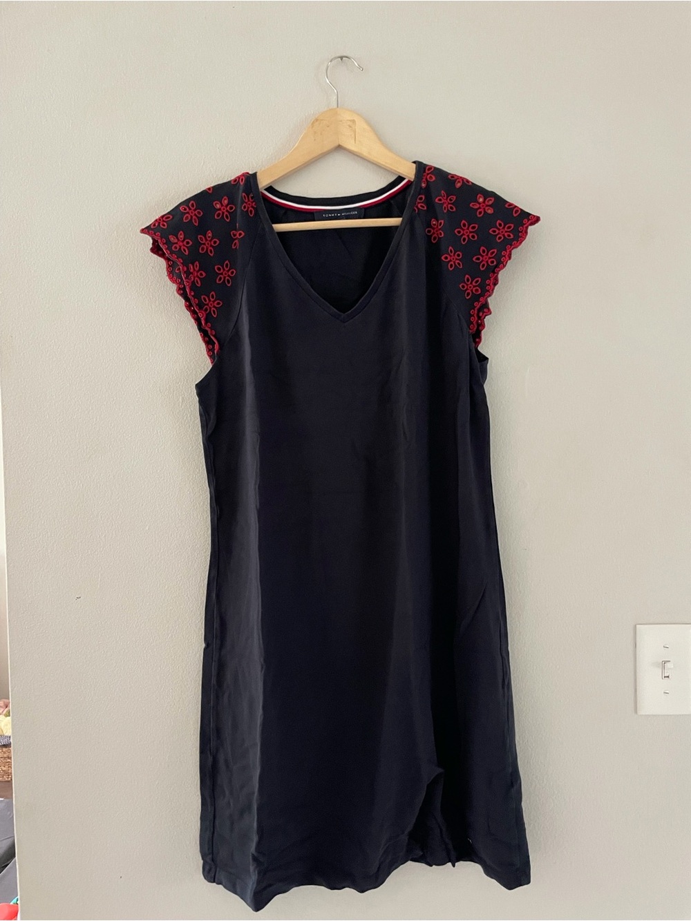 Tommy Hilfiger Blue Minie Dress with Red Embroidered Sleeves
